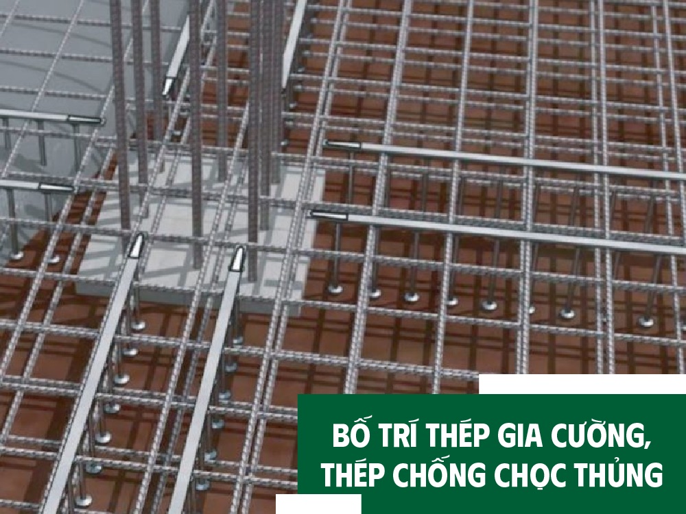 Cách bố trí thép gia cường, thép chống chọc thủng
