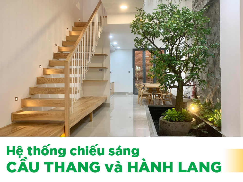 Cách bố trí hệ thống chiếu sáng cho hành lang và cầu thang nhà phố