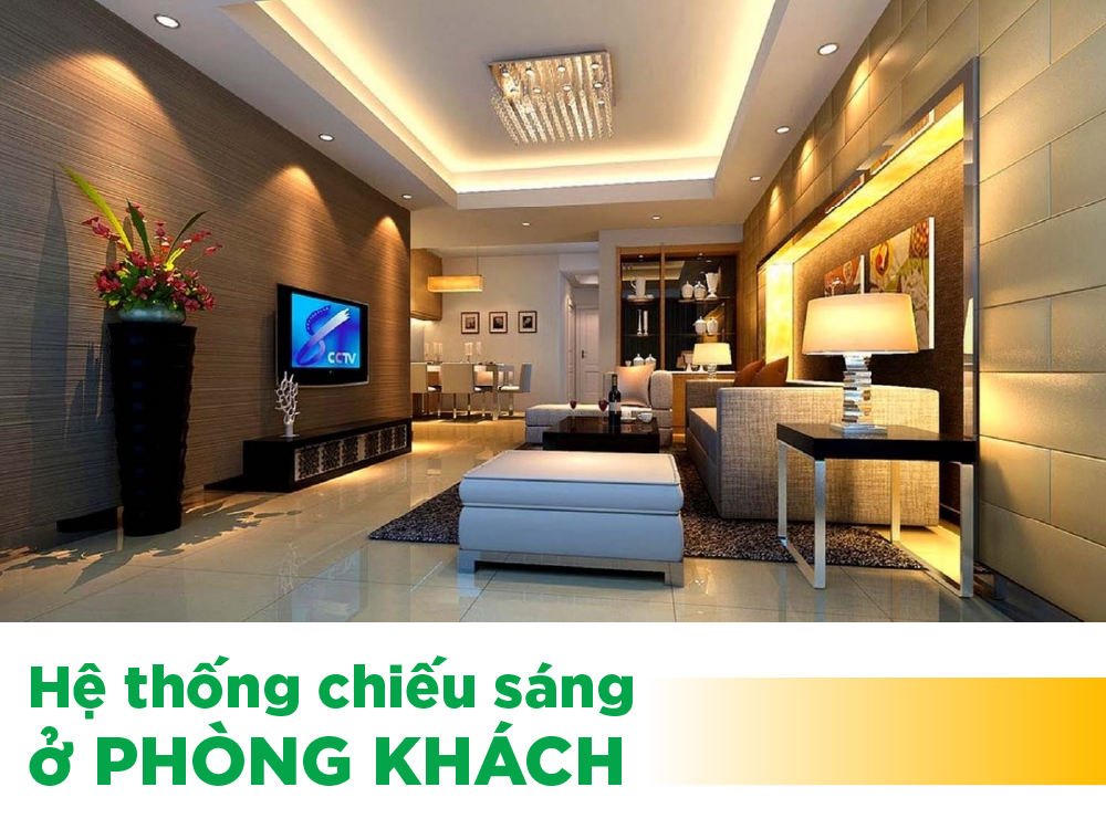 Cách bố trí hệ thống chiếu sáng cho phòng khách nhà phố
