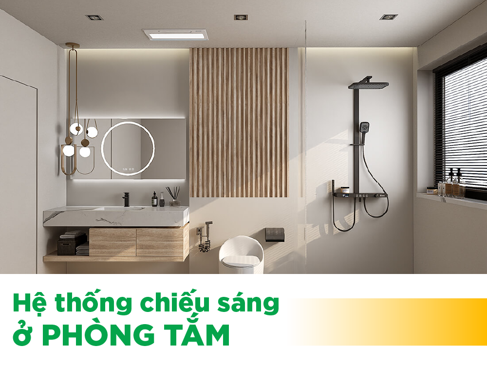 Cách bố trí hệ thống chiếu sáng cho phòng tắm nhà phố