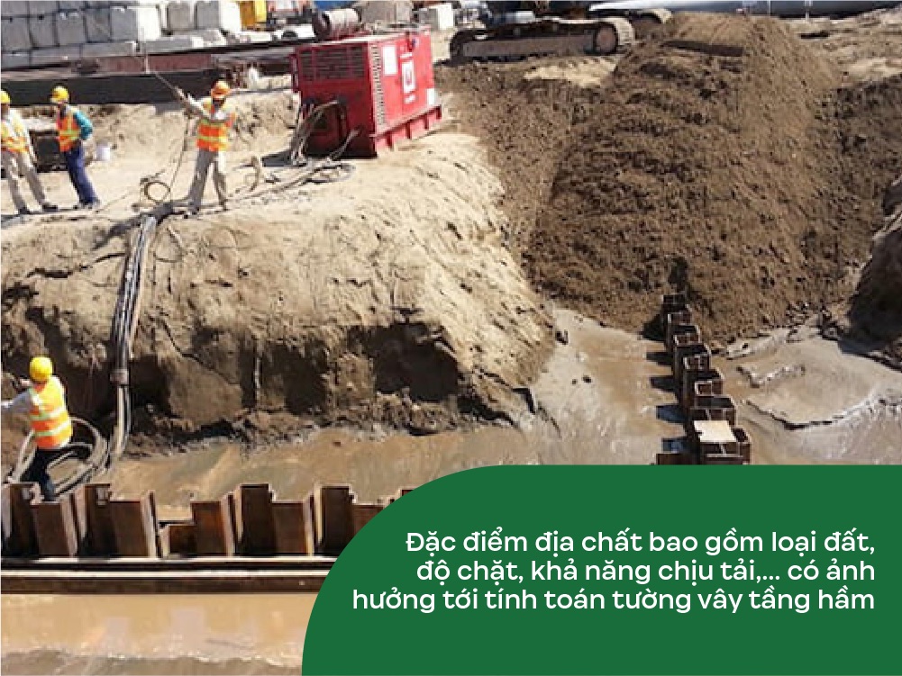 Đặc điểm địa chất ảnh hưởng tới tính toán tường vây tầng hầm