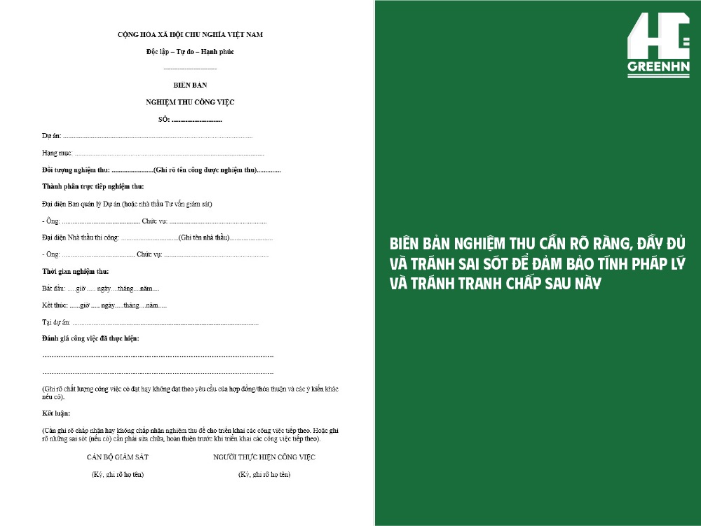 Lưu ý khi lập biên bản nghiệm thu công việc