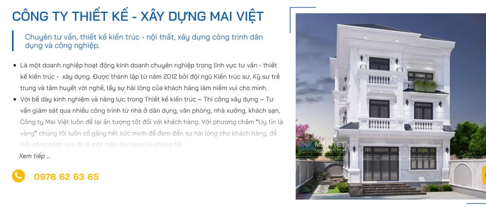 Top 10 nhà thầu xây dựng giá cạnh tranh - Kiến trúc Mai Việt