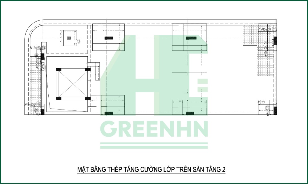 Mặt bằng thép gia cường lớp trên