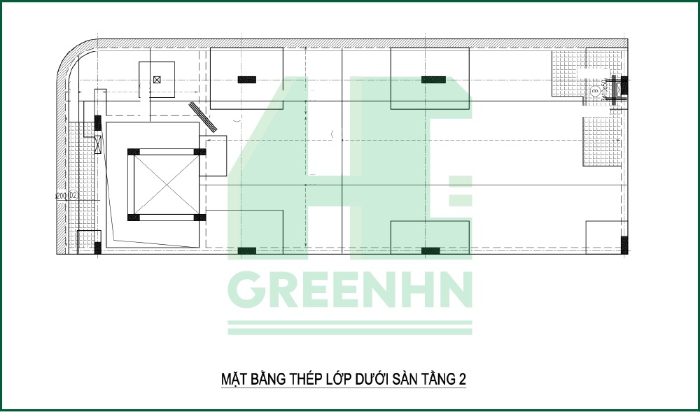 Mặt bằng thép lớp dưới sàn