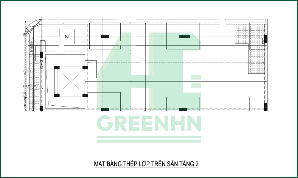Mặt bằng thép lớp trên sàn không dầm